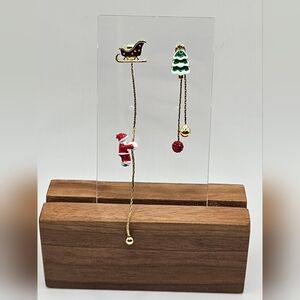 Festive Gold and Red Christmas Earrings, NWOT